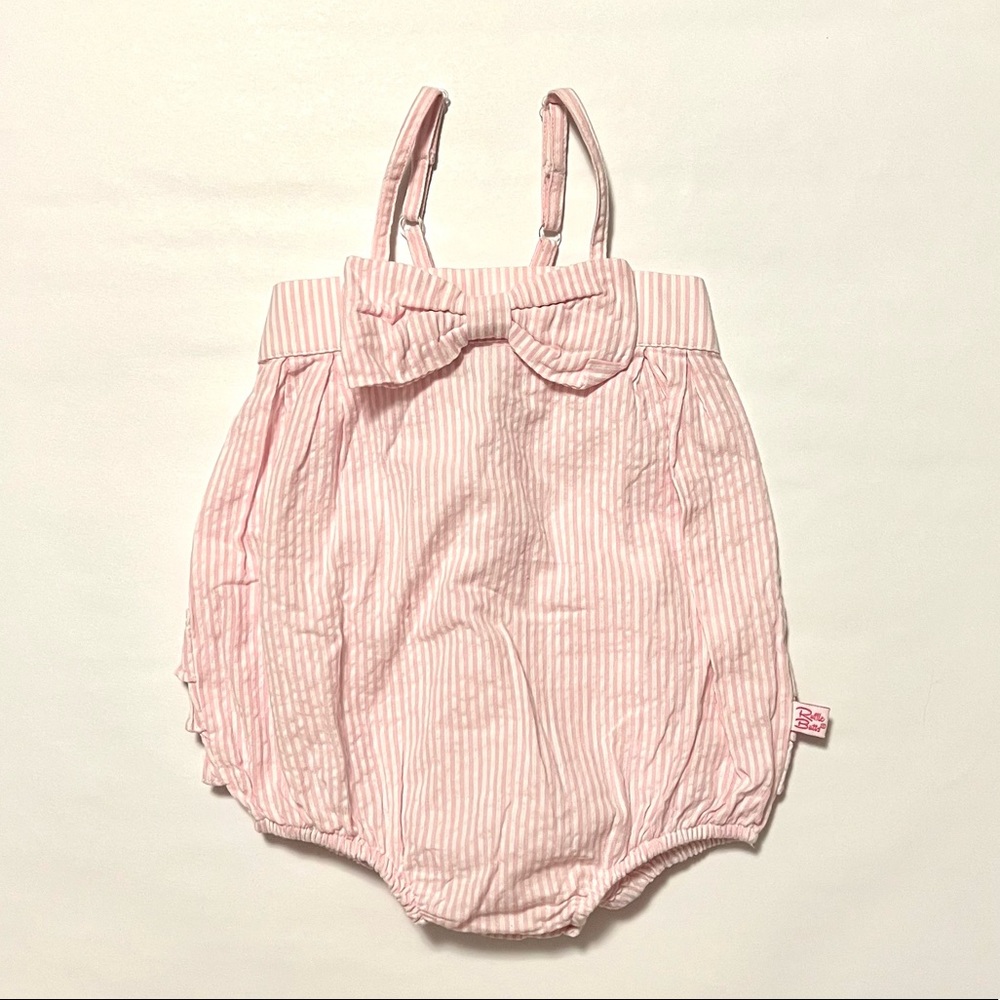 Ruffle Butts Bow Front Bubble Woven Romper